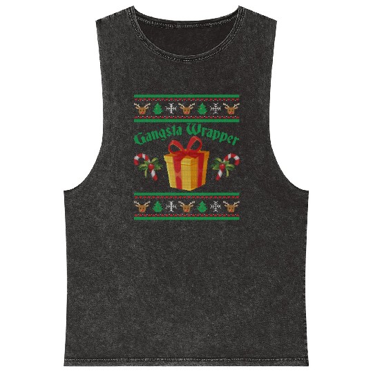 Gangsta Wrapper Christmas Candy Canes Mineral Wash Tank Tops