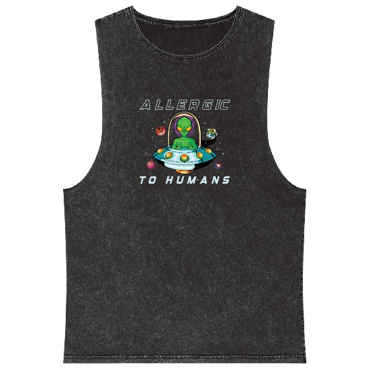 Alien Extraterrestrial Area 51 UFO Space Geek Gift Mineral Wash Tank Tops