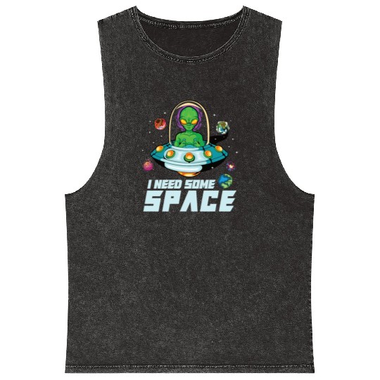 Alien Extraterrestrial Area 51 UFO Space Geek Gift Mineral Wash Tank Tops