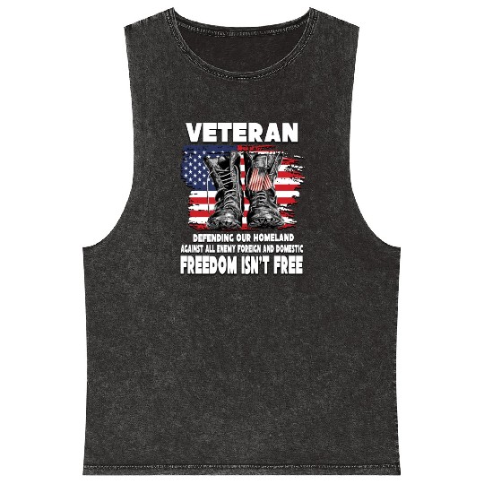 VETERAN PROTECTING AT HOME FREEDOM ISNT FREE Mineral Wash Tank Tops