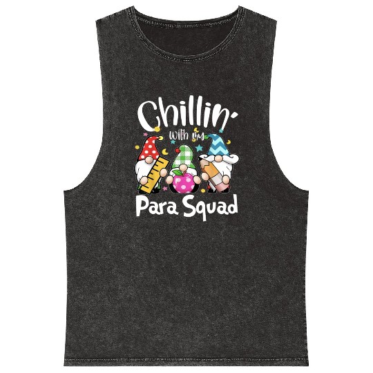 Para Squad Chillin Gnomes Christmas Teacher Mineral Wash Tank Tops
