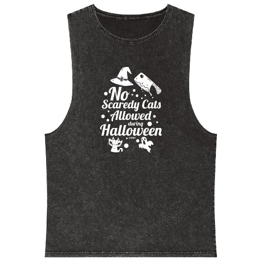 Cat ghost witch halloween party Mineral Wash Tank Tops