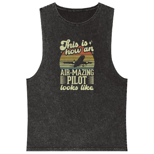 Aircraft Pun Airmazing Pilot - Airline Pilot Mineral Wash Tank Tops