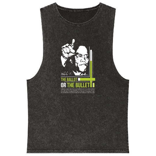 MALCOLM X Education Quote Mineral Wash Tank Tops
