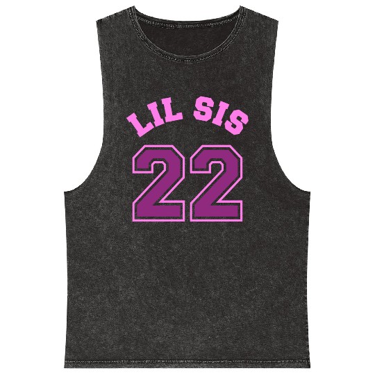 Lil Sis 2022 Little Sister Baby Family Birth Child Mineral Wash Tank Tops