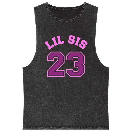 Lil Sis 2023 Little Sister Baby Family Birth Child Mineral Wash Tank Tops