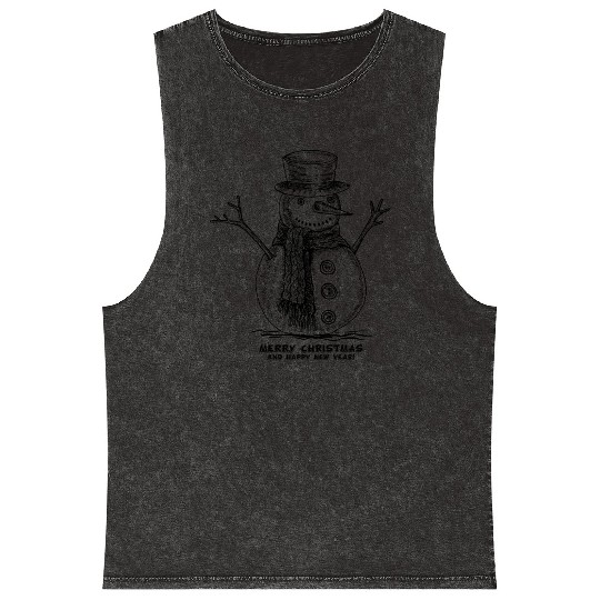 Snowman Merry Christmas Mineral Wash Tank Tops