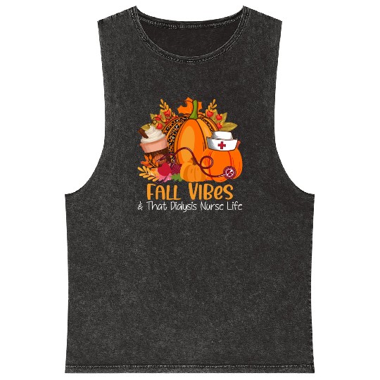Fall Vibes & That Dialysis Nurse Life Fall Autumn Mineral Wash Tank Tops