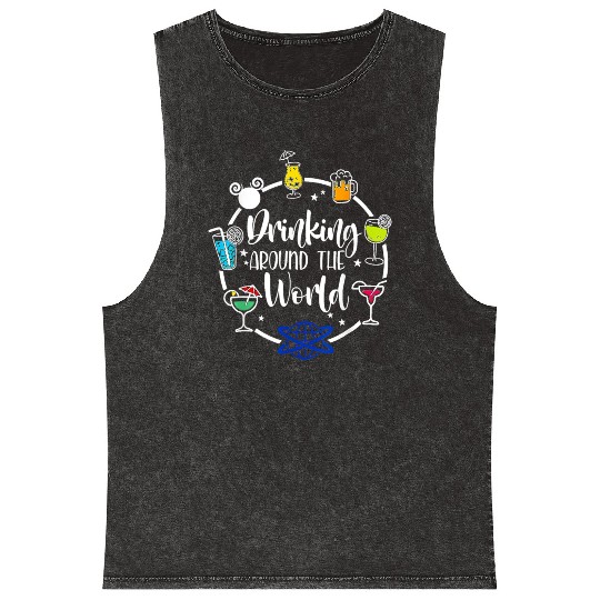 Drinking Around The World Mineral Wash Tank Tops