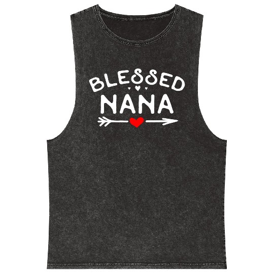 Blessed Nana Heart Arrow Sweet Grandmother s Gift Mineral Wash Tank Tops