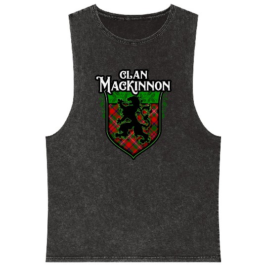 Clan MacKinnon Scottish Tartan Rampant Lion Celtic Mineral Wash Tank Tops
