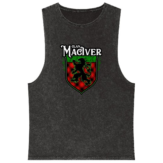 Clan MacIver Scottish Tartan Rampant Lion Celtic Mineral Wash Tank Tops