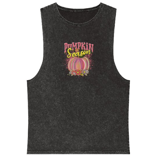 Pumpkin Season - jack-o-lantern Mineral Wash Tank Tops
