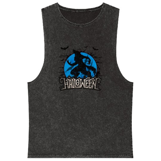 Werewolf howling at the moon Mineral Wash Tank Tops
