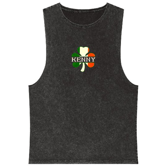 Kenny Irish Surname Ireland Flag Shamrock Mineral Wash Tank Tops
