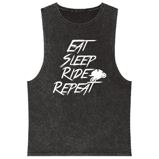 Motorcycle Eat Sleep Ride Repeat Graphic Mineral Wash Tank Tops