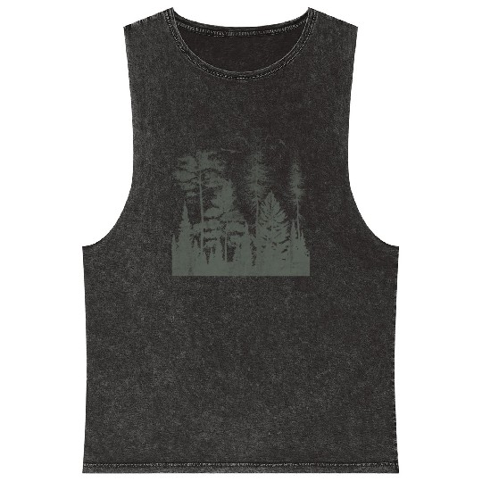 Dark Forest Outdoor Nature Camper Mineral Wash Tank Tops