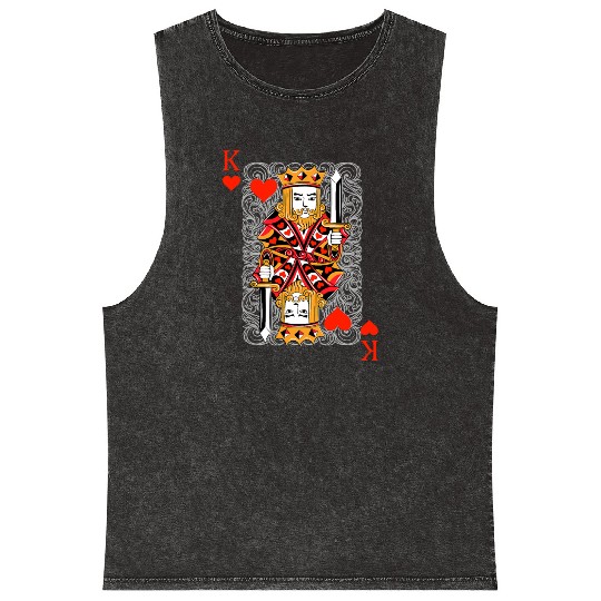 King of Hearts Blackjack Cards Poker 21 K Couple M Mineral Wash Tank Tops