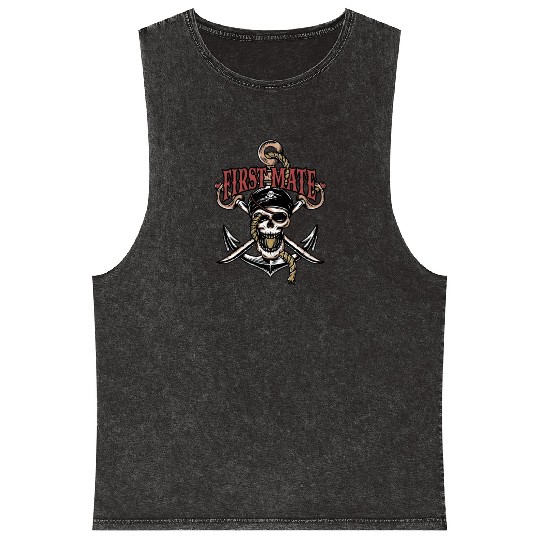 First Mate - skeleton Mineral Wash Tank Tops
