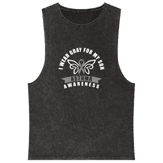 I Wear Grey For My Son Asthma Awareness Gray Mineral Wash Tank Tops