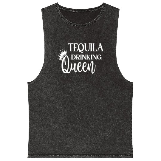 Tequila Drinking Queen Mineral Wash Tank Tops