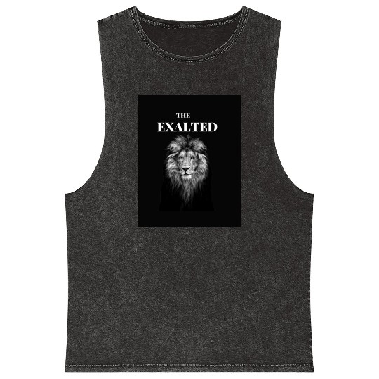 Black White Lion King Mineral Wash Tank Tops