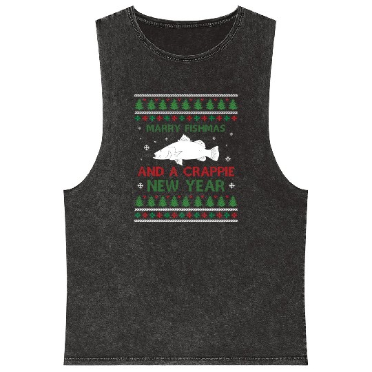 Merry Fishmas And A Crappie New Year - Saying Ugly Mineral Wash Tank Tops