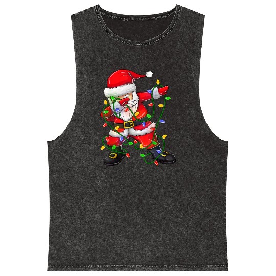 Dabbing Santa Mineral Wash Tank Tops for Boys Girls Christmas Tree