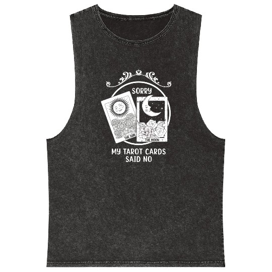Moon Sun Tarot Card Said No Halloween Mineral Wash Tank Tops