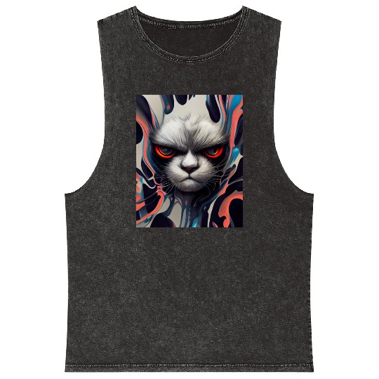 Angry Cat Mineral Wash Tank Tops