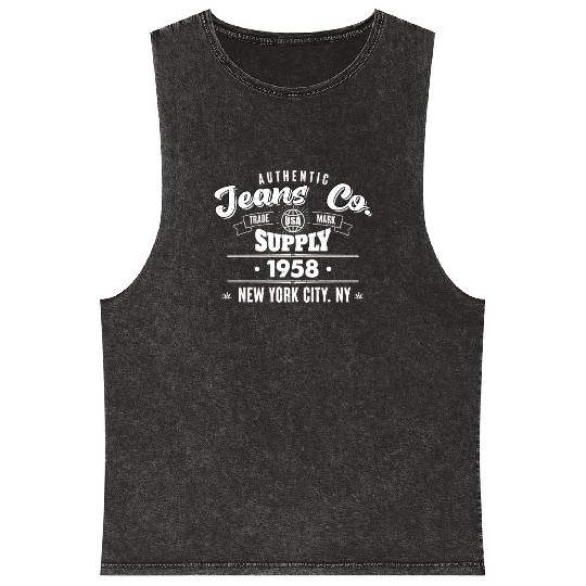 New York City Born In 1958 Vintage Birthday Mineral Wash Tank Tops