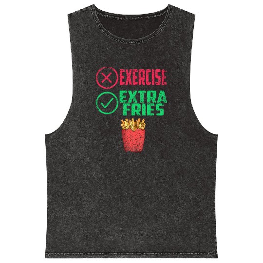 Exercise Extra Fries Workout Chips Gym Mineral Wash Tank Tops