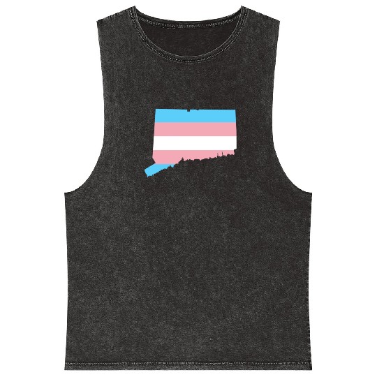 Trans Flag Connecticut LGBT Pride Support Mineral Wash Tank Tops