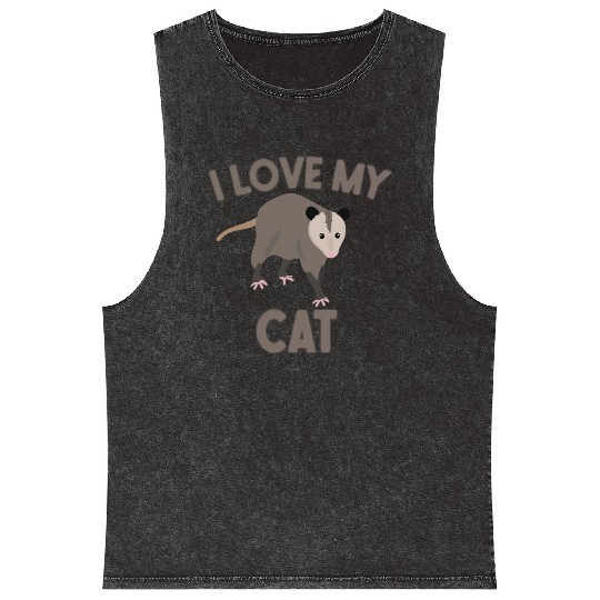 I Love My Cat Possum Mineral Wash Tank Tops