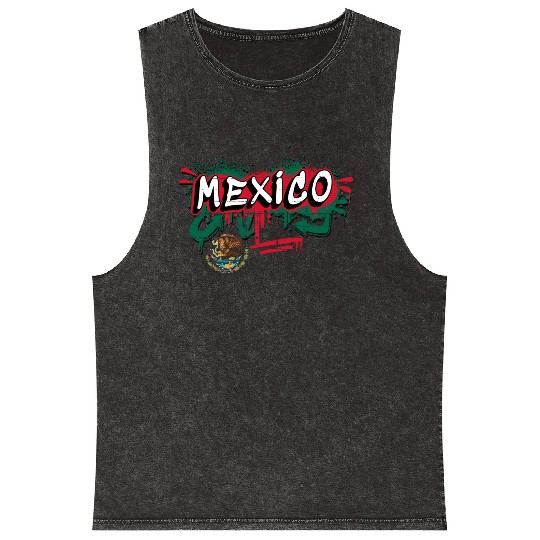 Mexico flag graffiti design Mineral Wash Tank Tops
