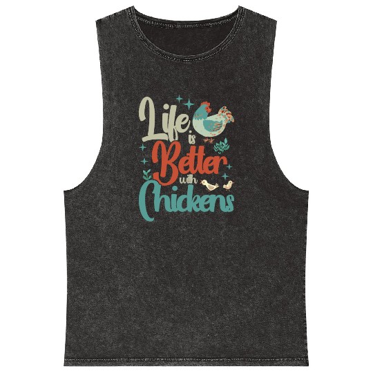 Chickens Rooster Chicken Farmer Hen Poultry Cock Mineral Wash Tank Tops