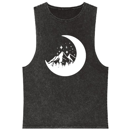 Mountains in the moon Full moon Mineral Wash Tank Tops