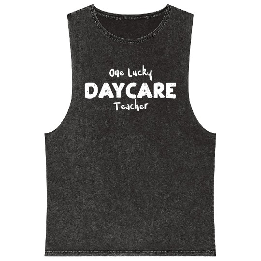 One Lucky Daycare Teacher Mineral Wash Tank Tops