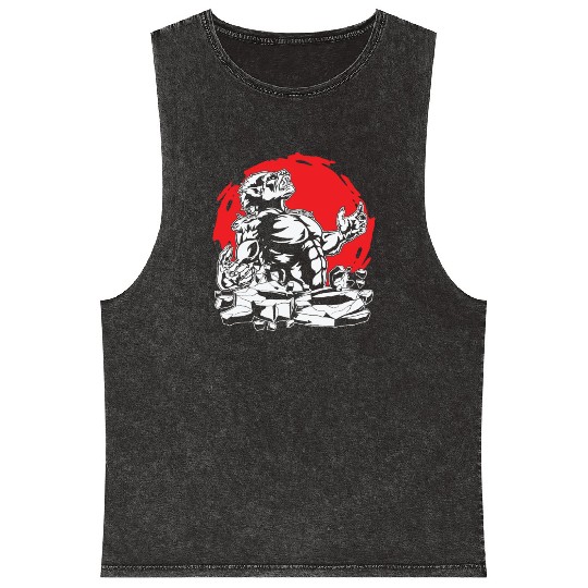 Halloween Monster Line Art Werewolf Horror Mineral Wash Tank Tops
