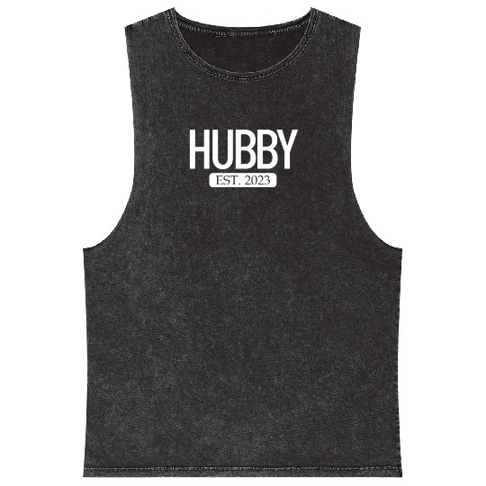Hubby Est. 2023 Matching Couple Newlywed Marriedma Mineral Wash Tank Tops