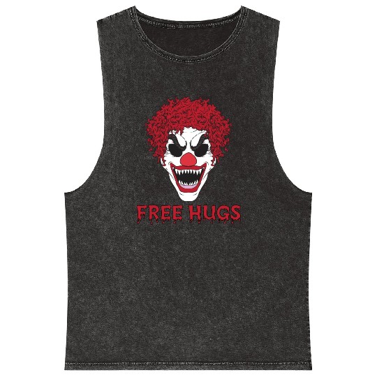 Free Hugs from terrifying Clown Mineral Wash Tank Tops