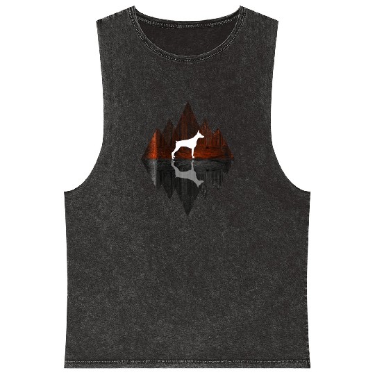 Doberman abstract - Geometry Dog Triangle Mineral Wash Tank Tops