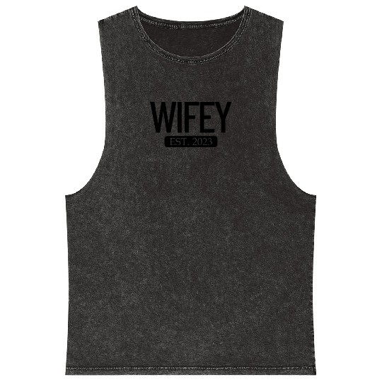 Wifey Est. 2023 Matching Couple Newlywed Marriedwi Mineral Wash Tank Tops