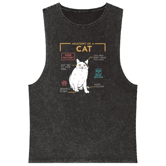 Funny Weird Cat Meme Smiling, Anatomy of A Cat Mineral Wash Tank Tops