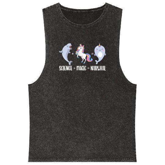 Science Magic Narwhal Unicorn Of The Sea Animal Mineral Wash Tank Tops