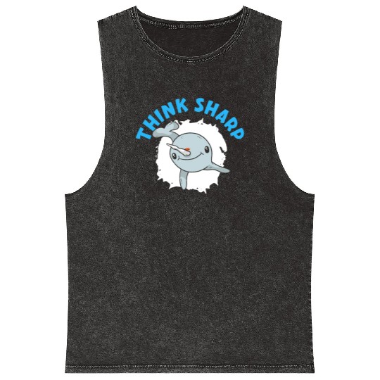 Think Sharp Narwhal Unicorn Of The Sea Animal Mineral Wash Tank Tops