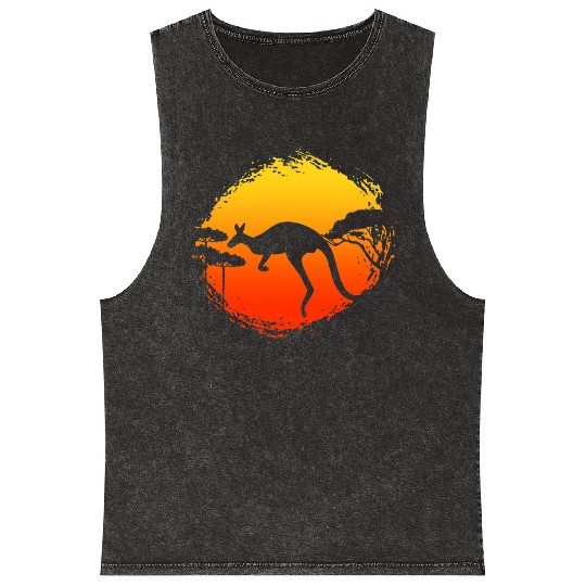 Kangaroo Australia Animal Aussie Nature Australian Mineral Wash Tank Tops