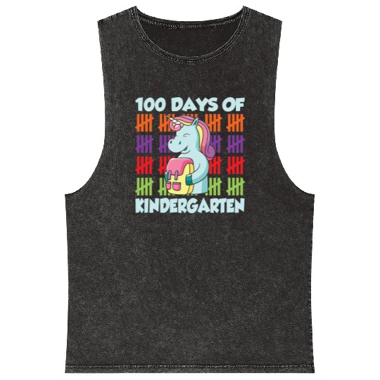 100 Days Of Kindergarten Team Cute Sweet Sayings Mineral Wash Tank Tops