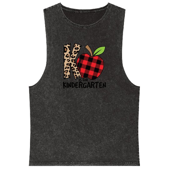 K Is For Kindergarten Cheetah Back To School Mineral Wash Tank Tops