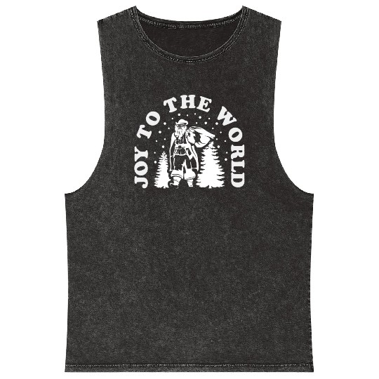 Joy To The World Merry Christmas Holiday Xmas Mineral Wash Tank Tops